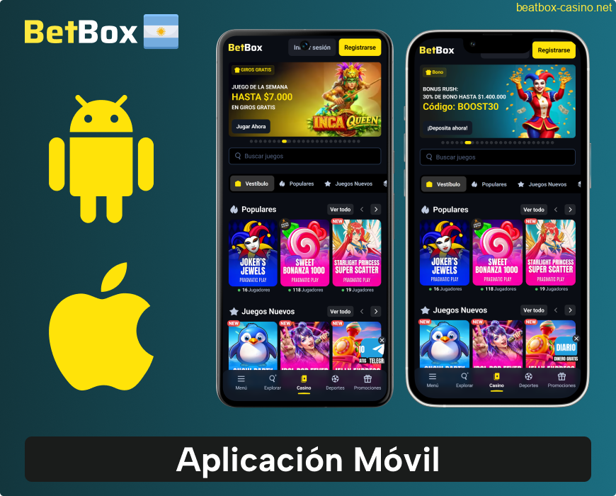 La aplicación oficial de BeatBox Casino para argentinos